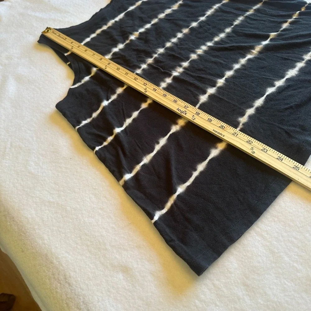 Time and Tru Tank Top Women L 12 14 Black White Stripe Tie Dye Sleeveless Y2K
